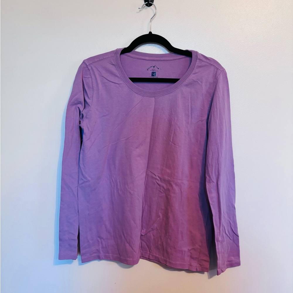 Blue mountain purple scoop neck long sleeve tee size medium